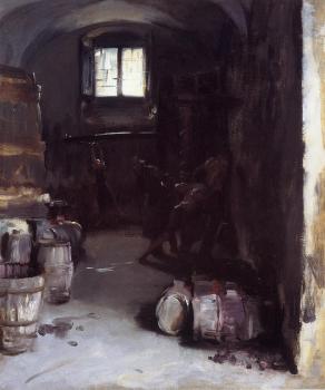John Singer Sargent : Pressing the Grapes,Florentine Wine Cellar